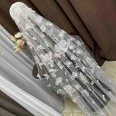 ベール 花嫁 ブライダル ウェディング ロングトレーン パール装飾 レース フラワーモチーフ 手作り ハンドメイド メッシュ エレガント ナチュラル 高級感 フォトウェディング 結婚式 記念撮影 ホワイト