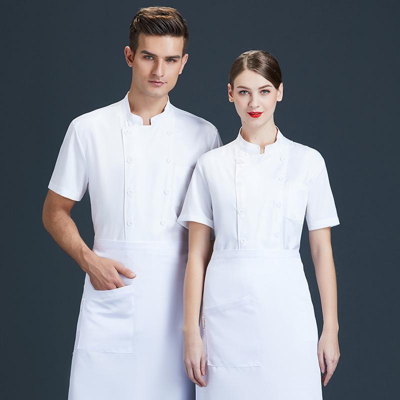 コックコート 男女兼用 半袖 長袖 吸湿速乾 白 ホワイト 綿 ポリエステル 飲食店 ホテル レストラン 厨房 調理場 ケーキ店 夏 秋