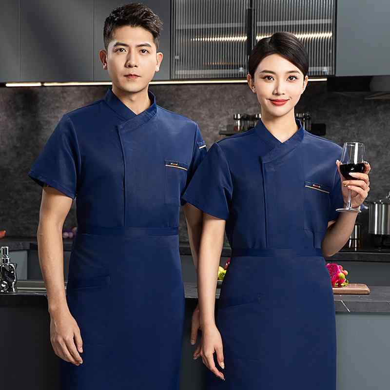 コックコート メンズ 半袖 春夏 飲食店 厨房 ホテル レストラン 給食 ユニフォーム 制服 作業服 調理服 吸湿速乾 綿混 トップス グレー ブラック ホワイト ブルー デニムブルー