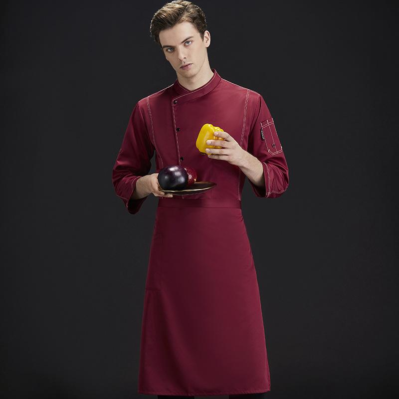 コックコート メンズ 長袖 通気性抜群 吸湿速乾 厨房 ホテル レストラン 飲食店 ユニフォーム 作業服 綿混 ポリエステル 春夏 ホワイト レッド ブルー