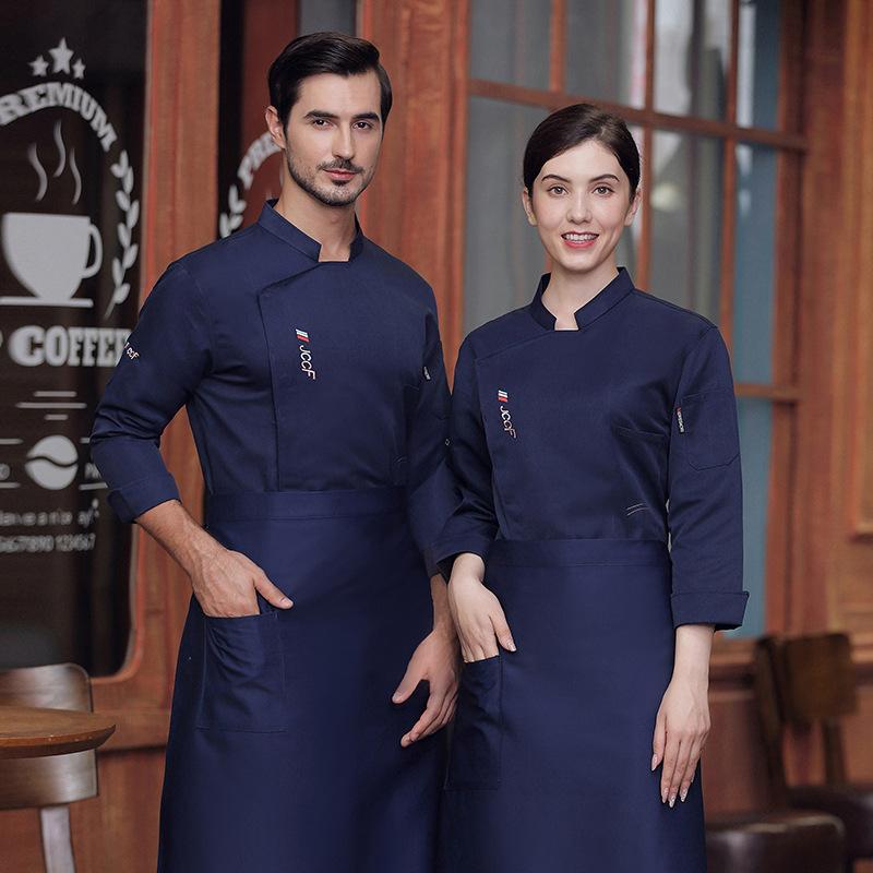 コックコート 調理服 男女兼用 長袖 飲食店 厨房 ホテル レストラン 業務用 ユニフォーム 綿ポリエステル混紡 吸湿速乾 通気性 春夏