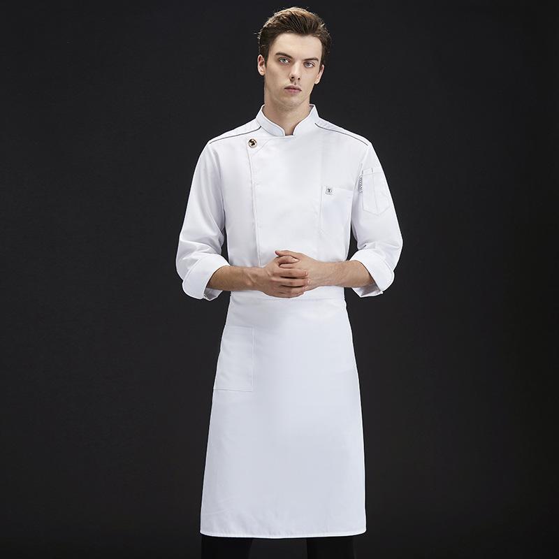 コックコート 男女兼用 長袖 春夏 吸湿速乾 綿混素材 ホテル レストラン 飲食店 キッチン 厨房 製菓 調理服 ユニフォーム ホワイト レッド ブラック