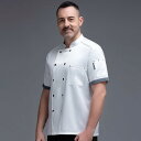 コックコート メンズ 半袖 春夏 シェフ服 調理服 レストラン 厨房 飲食店 ホテル 製菓 鍋料理 焼肉 BBQ 吸湿速乾 綿混 ポリエステル ホワイト ブラッ...