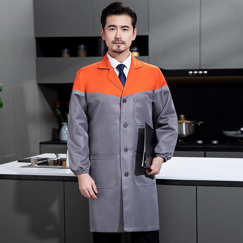 作業着 メンズ 男性用 ワークコート 長袖 春秋 作業服 運搬作業用 工場作業着 吸湿速乾 綿混紡 仕事着 ユニフォーム 配色デザイン 作業用上着 ブルー系