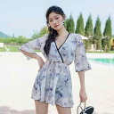 水着 レディース スイムウェア プラスサイズ セクシー セパレート ビキニ 夏用 温泉 ハイウエスト 体型カバー 着痩せ 3点セット 花柄 ワイヤー入り パッド...