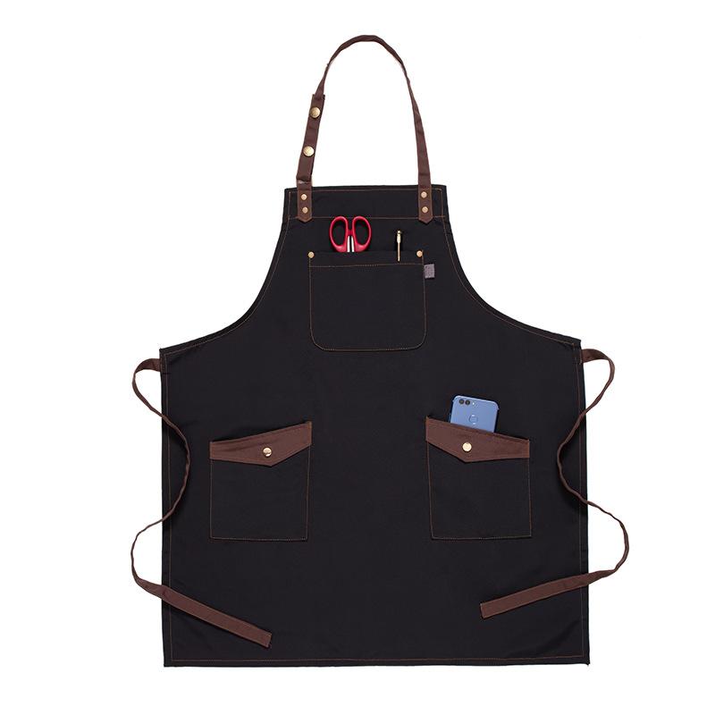 エプロン 男女兼用 首掛け ショート丈 シェフ コック 料理 調理 キッチン 飲食店 接客 サービス 業務用 作業用 家庭用 普段使い 家事 綿混 ポリエステル混紡 吸湿速乾 韓国風