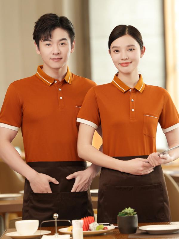 Tシャツ メンズ 半袖 飲食店 制服 ユニフォーム 業務用 接客業 ホテル レストラン 春夏 コットン 綿混 通気性抜群 クールビズ