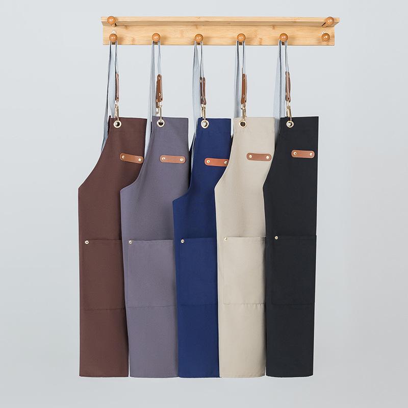 エプロン 首掛け 男女兼用 ユニセックス ロング丈 シェフ ホテル レストラン カフェ 飲食店 キッチン サービススタッフ 作業用 業務用 仕事用 吸湿速乾 綿混 ポリエステル 春夏 ブラック