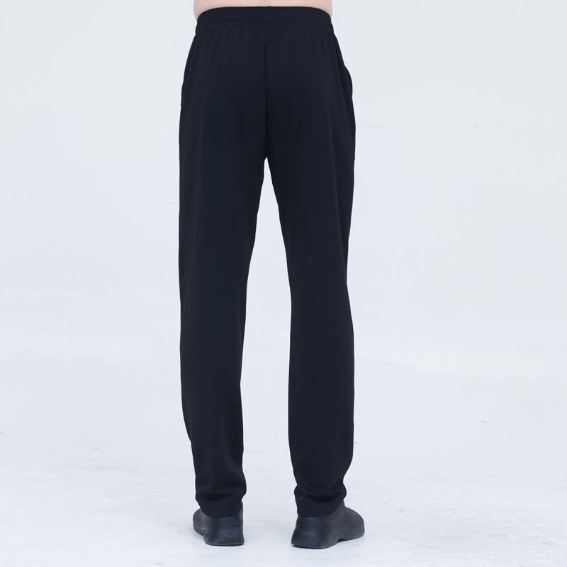 コックパンツ 男女兼用 シェフパンツ テーパード ウエストゴム ストレッチ 吸湿速乾 通気性 綿混紡 ホテル 飲食店 厨房 調理場 作業着 ロング丈 ブラック