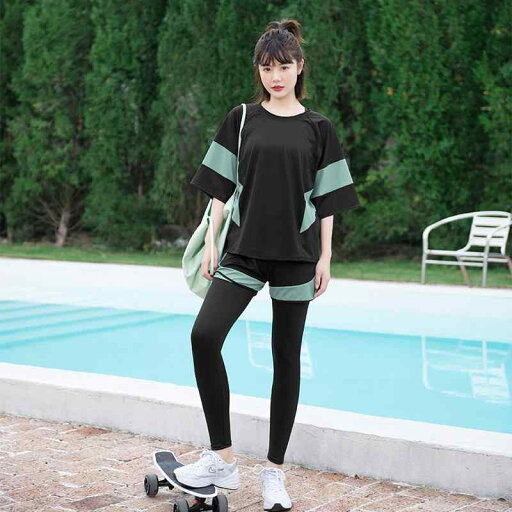 水着 レディース 大きいサイズ セパレート 体型カバー お腹カバー 着痩せ ゆったり ロングパンツ ポリエステル 無地 カップ付き 半袖 温泉 プール リゾート ブラック 水着 レディース 大きいサイズ セパレート 体型カバー お腹カバー 着痩せ ゆったり ロングパンツ ポリエステル 無地 カップ付き 半袖 温泉 プール リゾート ブラック