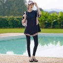 サーフスーツ 水着 レディース 大きいサイズ 体型カバー セパレート 4点セット 温泉 スイムウェア スポーツ ラッシュガード ダイビング 長袖 ブラック プー...