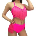 ダンスウェア レディース ポールダンス衣装 フリンジ タッセル セットアップ ツーピース セクシー ダンスパーティー ナイトクラブ バー 舞台衣装 ポリエステル...