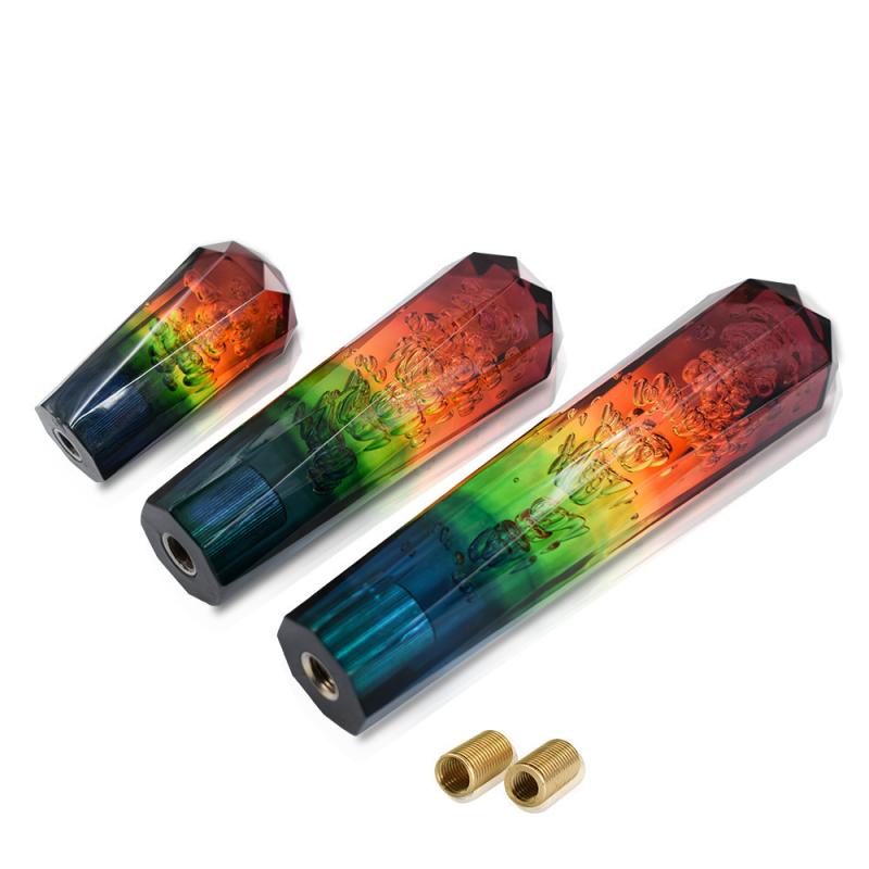 シフトノブ クリスタル ジルコニア 気泡入り レインボー 5色 車用 AT MT 汎用 カスタムパーツ ドレスアップ(2)