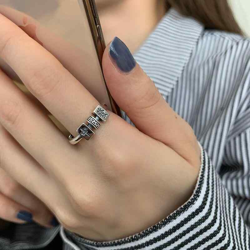 指輪 レディース レトロ タイシルバー 開運 麻雀 発 モチーフ オープンリング ヒップホップ クール 人..