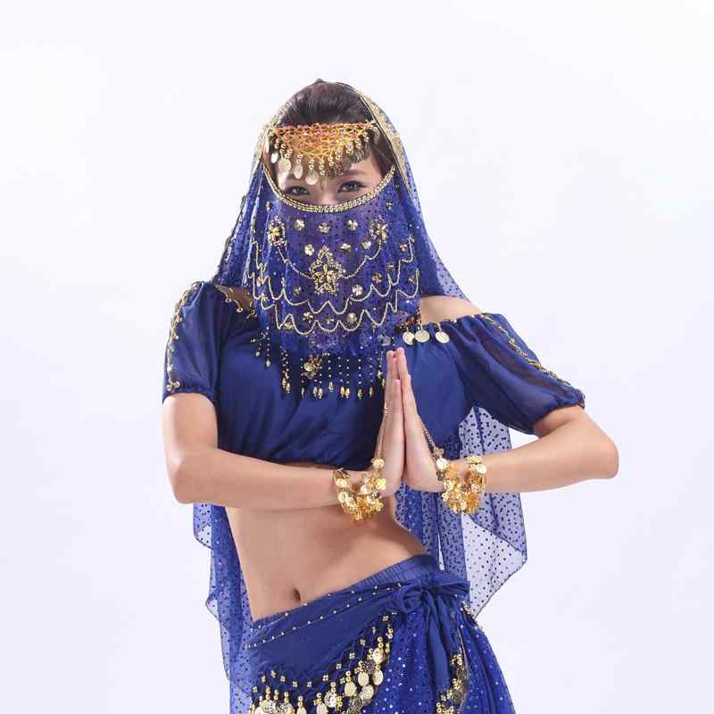 ベリーダンス レディース ベール スカーフ スパンコール装飾 梅の花柄 インド舞踊 初心者 レッスン用 ..