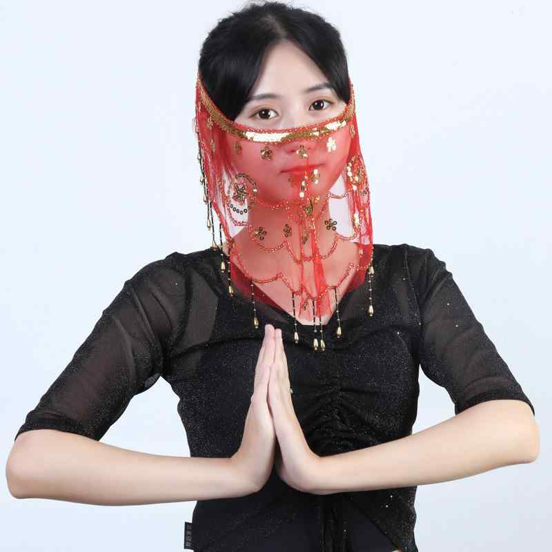 ベリーダンス レディース ベール スパンコール 梅の花柄 インド舞踊 衣装 アクセサリー 舞台小物 発表..