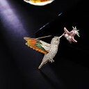 ブローチ レディース 中国風 琺琅彩絵 カワセミ 鳥モチーフ ジルコニア 高級感 ライトラグジュアリー 電気メッキ加工 ゴールド 精巧 繊細 万能 多用途 スーツ コート ジャケット ファッション小物