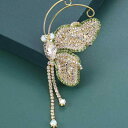 ブローチ 男女兼用 蝶 バタフライモチーフ グリーン ジルコニア 銅製 高級感 精巧 象嵌 ジャケット コート アウター 襟元 固定ピン アクセサリー フォーマ...