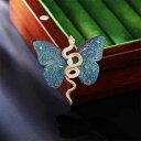 ブローチ 男女兼用 スネーク 蝶 刺繡 個性的 デザイン おしゃれ エレガント 高級感 コート ジャケット アウター ファッション小物 銅製 電気...