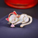 ブローチ レディース 猫 ヘッドホン 天然シェル 個性的デザイン スタイリッシュ エレガント 上品 精巧 高級感 銅 ジルコニア ゴールド アクセサリー 普段使い お出かけ パーティー フォーマル