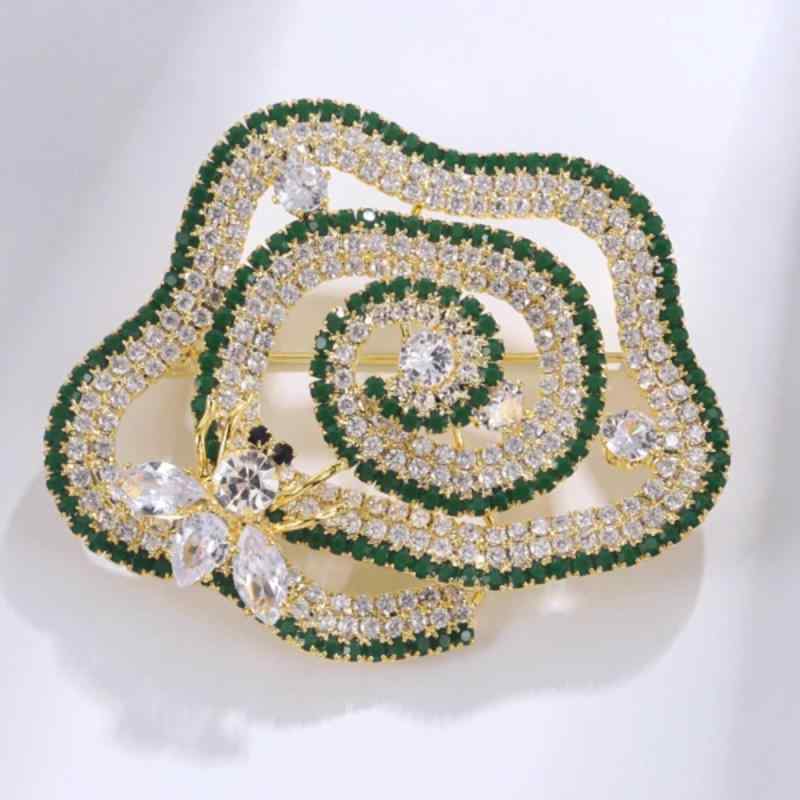 ブローチ レディース 高級感 エレガント ミツバチ 昆虫モチーフ フラワーリース 透かし彫り ジルコニア 銅製 コート ジャケット スーツ フォーマル カジュア...