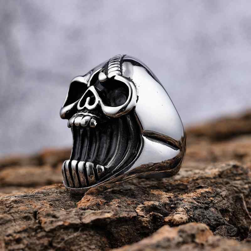 指輪 リング メンズ レディース ユニセックス スカル ドクロ U字 幾何学 パンク ロック ワイルド 個性的 存在感 ストリート カジュアル チタン鋼 ステンレス 研磨 光沢