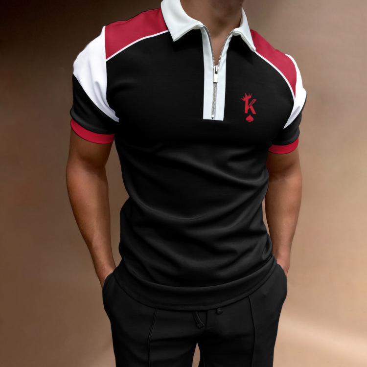 ポロシャツ POLOシャツ メンズ 男性用 半袖 カジュアル ストリート 普段使い ポリエステル メッシュ素材 デジタルプリント 総柄 ジッパー ファスナー付き 吸汗速乾 通気性 伸縮性 軽量 ウォッシャブル