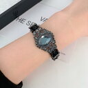 ブレスレット レディース 楕円形 クリスタル ラインストーン ダーク系 レトロ 個性的デザイン パンク ヒップホップ スウィートクールスタイル 合金製 ブラック 秋