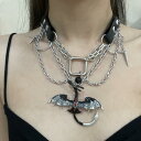 ネックレス レディース 欧米スタイル ヒップホップ パンク ロック ドラゴン 龍 レザー 多層 レイヤード チョーカー 鎖骨ネックレス 個性的 ユニーク おしゃれ スタイリッシュ 合金製 電気メッキ ストリート 普段使い 存在感 インパクト