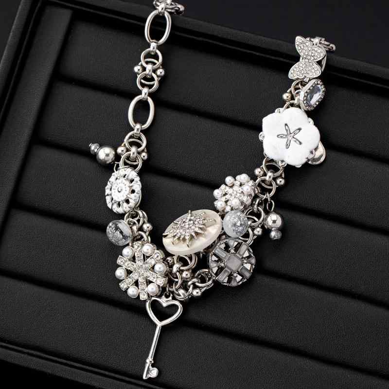 ネックレス レディース y2k 中華風 パンクテイスト 甘辛ミックス ストリート 金属 チェーン 個性的デザイン 花柄 パール 鍵チャーム チョーカー 鎖骨アクセサリー