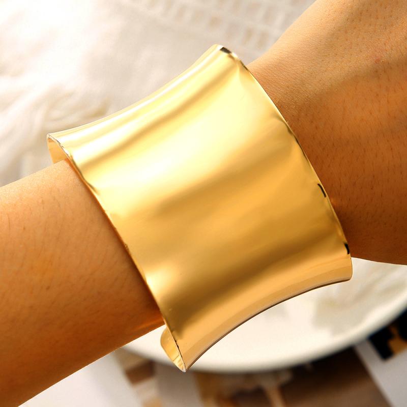 バングル レディース シンプル 欧米風 ファッション メタル 光沢 幾何学 曲線 大ぶり パンク オープンデザイン 電気メッキ加工 円形 春夏 通勤 お出かけ