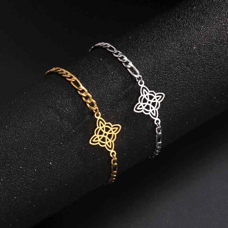 アンクレット 男女兼用 ステンレススチール 18K金メッキ 変色しにくい 二連 フィガロチェーン ノット 幾何学デザイン 足元アクセサリー 普段使い 春夏 ゴー...