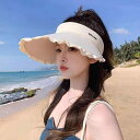 サンバイザー レディース 春夏 日系 韓国風 スイート フェミニン レース フリル 接触冷感 つば広 UVカット 日よけ 小顔効果 サイズ調整可能 軽量