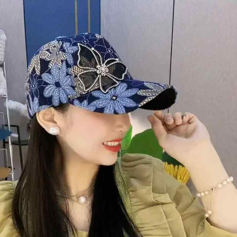 キャップ 小花柄 切り替え レース 通気性抜群 メッシュ 春夏 カジュアルスタイル インフルエンサー 日よけ UVカット 軽量 アクリル素材 アウトドア レジャー 普段使い(4)