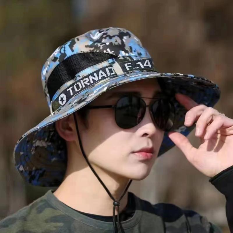 サファリハット 男性用 アウトドア 釣り フィッシング UVカット 日よけ 通気性 防風 つば広 バケットハ..