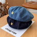 ベレー帽 レディース 韓国風 デニム ブルー ゆったり 小顔効果 レトロ ヴィンテージ 八角形 アルファベット ショートブリム 保温 普段使い カジュアルスタイ...