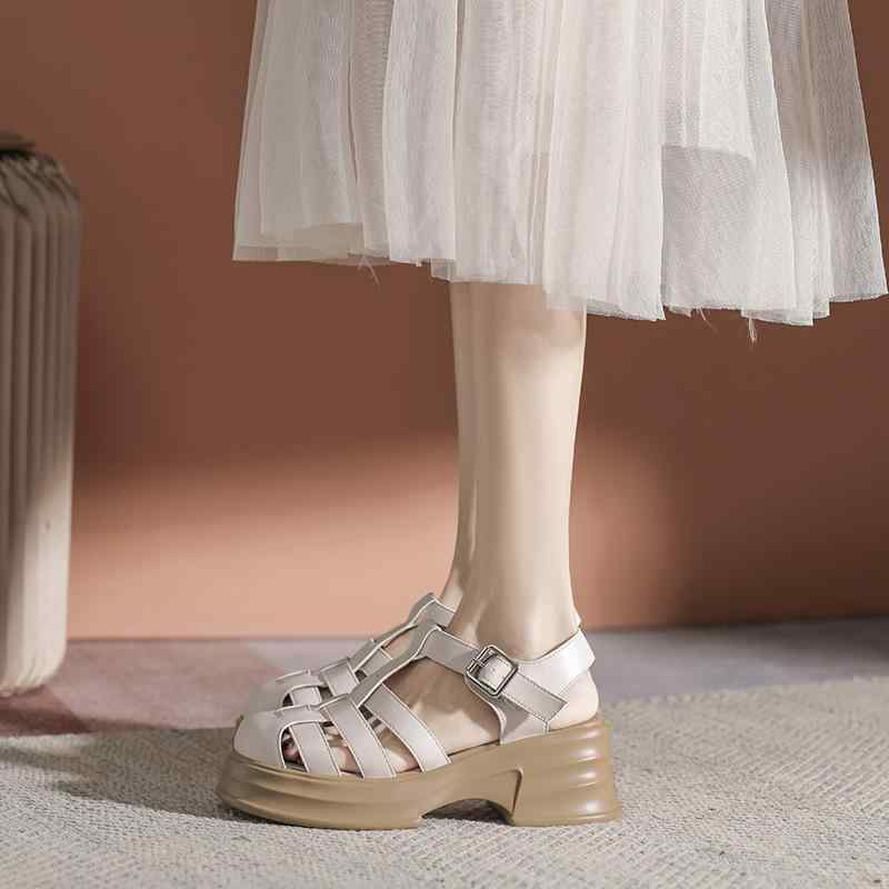 サンダル レディース ローマサンダル つま先あり ラウンドトゥ 厚底 太ヒール ハイヒール レトロ 編み..