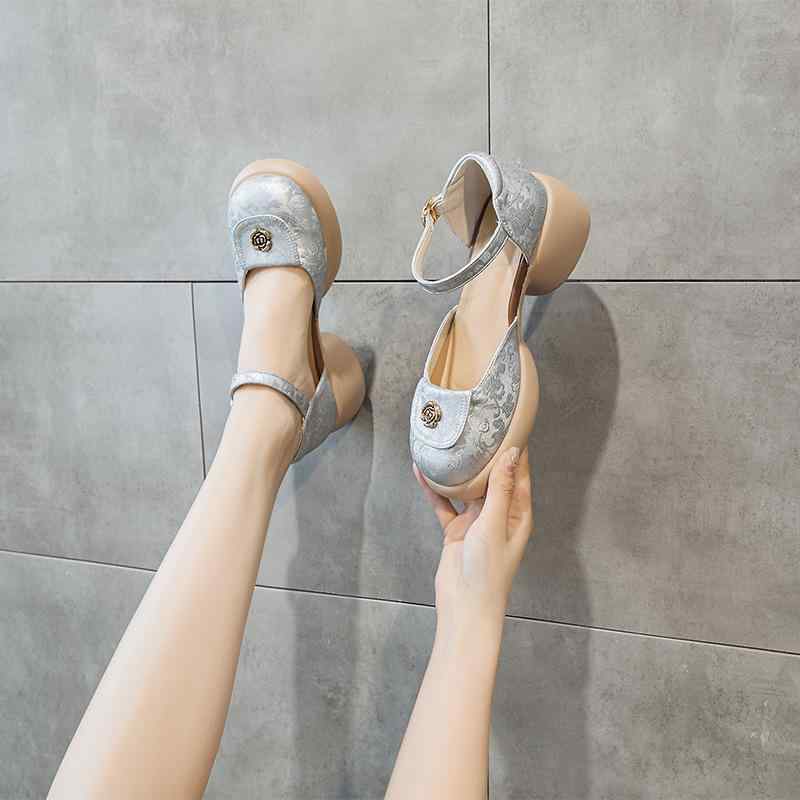 サンダル レディース 新中国風 民族 エスニック フェアリー クローズトゥ ラウンドトゥ ワンストラップ..