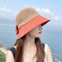 つば広ハット レディース 夏 日よけ帽子 日焼け防止 遮光 通気性 メッシュ編み リボン エレガント カジュアル 通勤 切り替えデザイン