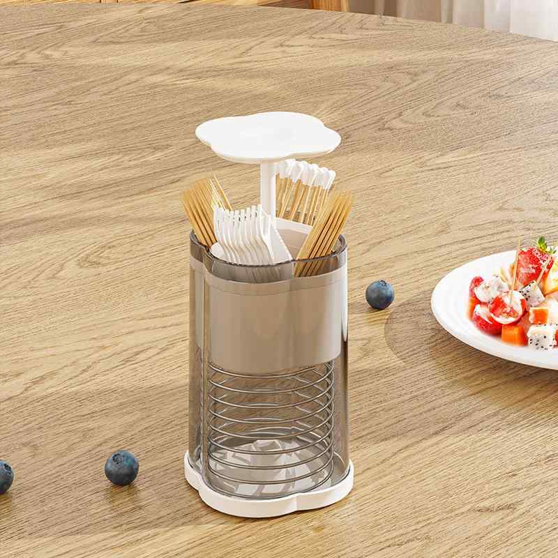 収納ボックス プッシュ式 卓上 家庭用 分割収納 多用途 つまようじケース フロスケース 綿棒入れ 携帯 ..