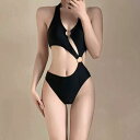 水着 レディース セクシー ハイウエスト ワンピース ブラック 高級感 春夏 リゾート バカンス プール 温泉 海 ビーチ 大人上品 カップ付き ポリエステル素材 スイムウェア