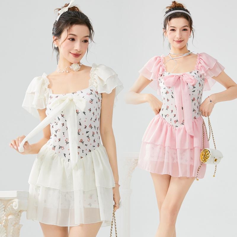 水着 レディース ワンピース水着 スカート一体型 ショートパンツ 体型カバー 細見え フレンチデザイン ..