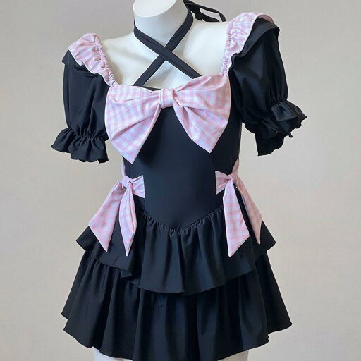 水着 レディース 女性用 ワンピース アニメ キャラクター 2次元 コスプレ かわいい カップ付き パッド付き JK制服風 半袖 ブラック 温泉 リゾート 和風 水着 レディース 女性用 ワンピース アニメ キャラクター 2次元 コスプレ かわいい カップ付き パッド付き JK制服風 半袖 ブラック 温泉 リゾート 和風