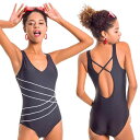 ワンピース水着 レディース 欧米風 セクシー 体型カバー 切り替え 三角 タイト バックレス パッド付き ブラック ナイロン スパンデックス 耐久性 春夏