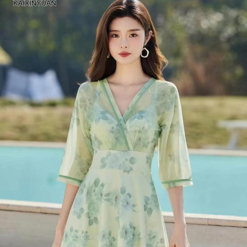 水着 レディース 女性用 ワンピース Vネック ウエストマーク スタイルアップ スイムウェア 体型カバー 細見え 大きいサイズ ナイロン素材 プール ビーチ 夏