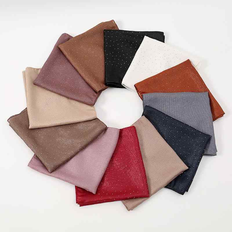 頭巾 レディース ポリエステル ラインストーン散りばめ 無地 シンプル ベーシック スクエア 大判 エス..