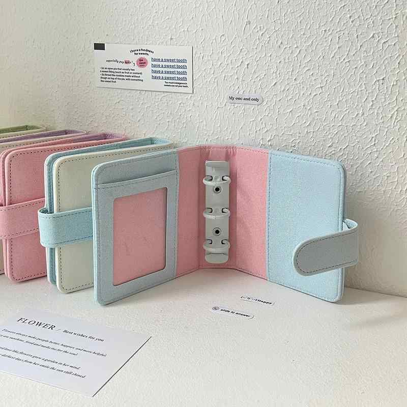 カードアルバム 推し活 オタ活 星空デザイン バイカラー PUレザー 軽量 3穴 ルーズリーフ式 10cmカード..