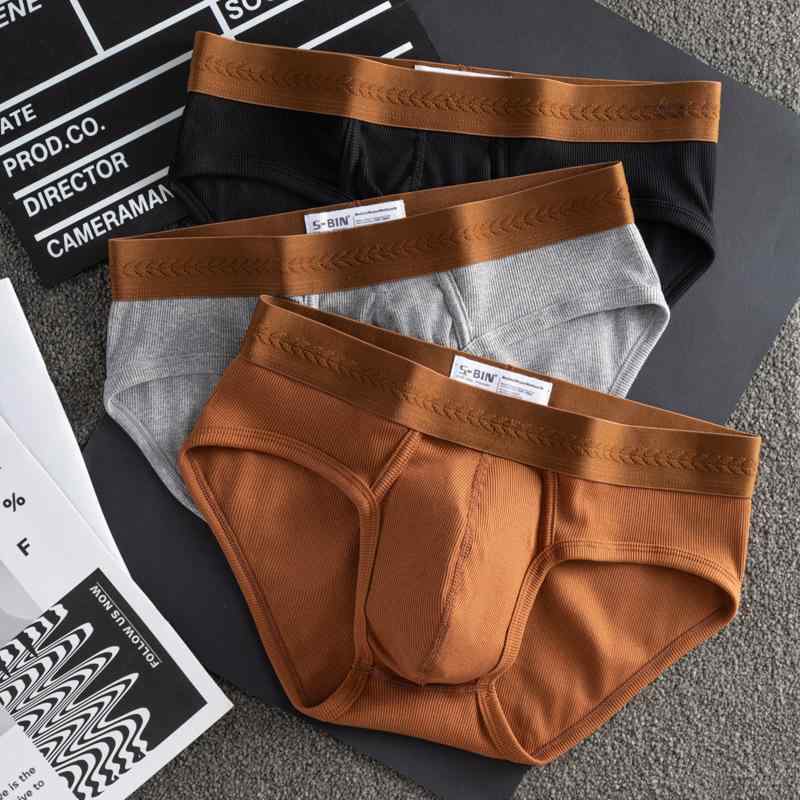 ブリーフ パンツ メンズ 綿 コットン リブ編み 通気性 U字型立体大容量構造 ヒップアップ ミドルウエス..