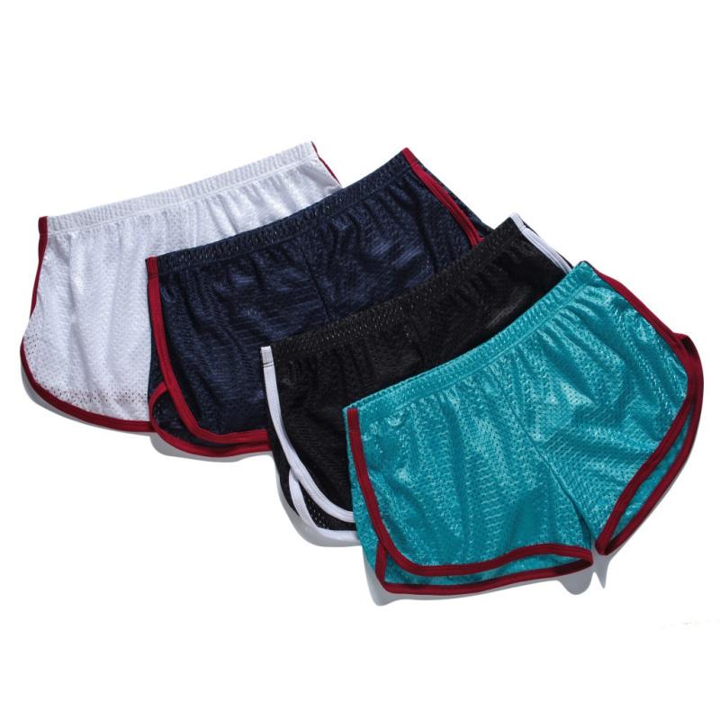 パンツ メンズ ボクサーパンツ ブリーフ 夏 メッシュ素材 通気性 シームレス ゆったり 大きいサイズ ショート丈 スポーツ用 無地 ポリエステル ニット ローウエスト アンダーウェア