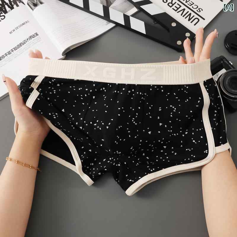 ボクサーパンツ ブリーフ メンズ 男性用 綿 コットン 快適 通気性 吸湿速乾 スポーツ インナー 下着 ミドルウエスト ドット柄 普段使い ルームウェア